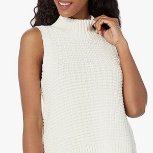 NWOT Michael Kors White  Mock Turtleneck Chunky Knit  Sleeveless Sweater L